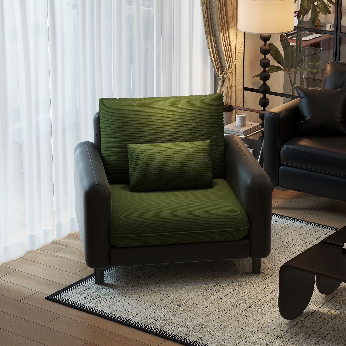 單人梳化椅小户型客廳輕奢復古單椅梳化酒店民宿接待靠背座椅 - 圖片 2